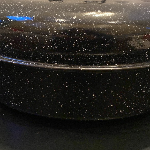 VTG enamelware black speckled oval lidded 16 inch roasting pan - Picture 4 of 12
